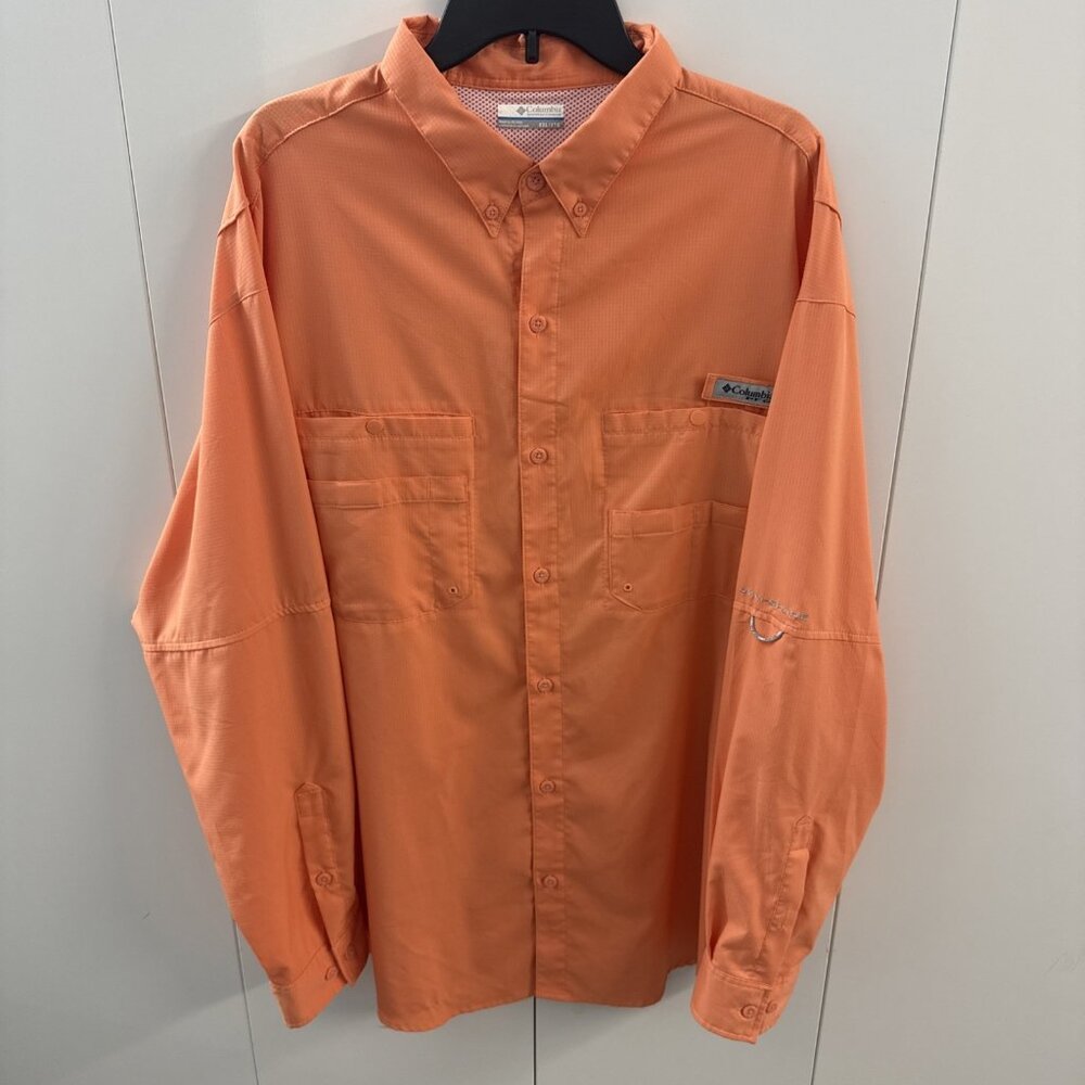 Columbia PFG Omni-Shade Salmon Long Sleeved Vented Button Up Shirt Men's 2XL